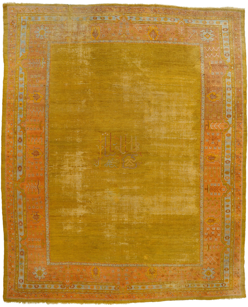 12 x 15 Antique-Worn Turkish Gold Oushak Rug 78742