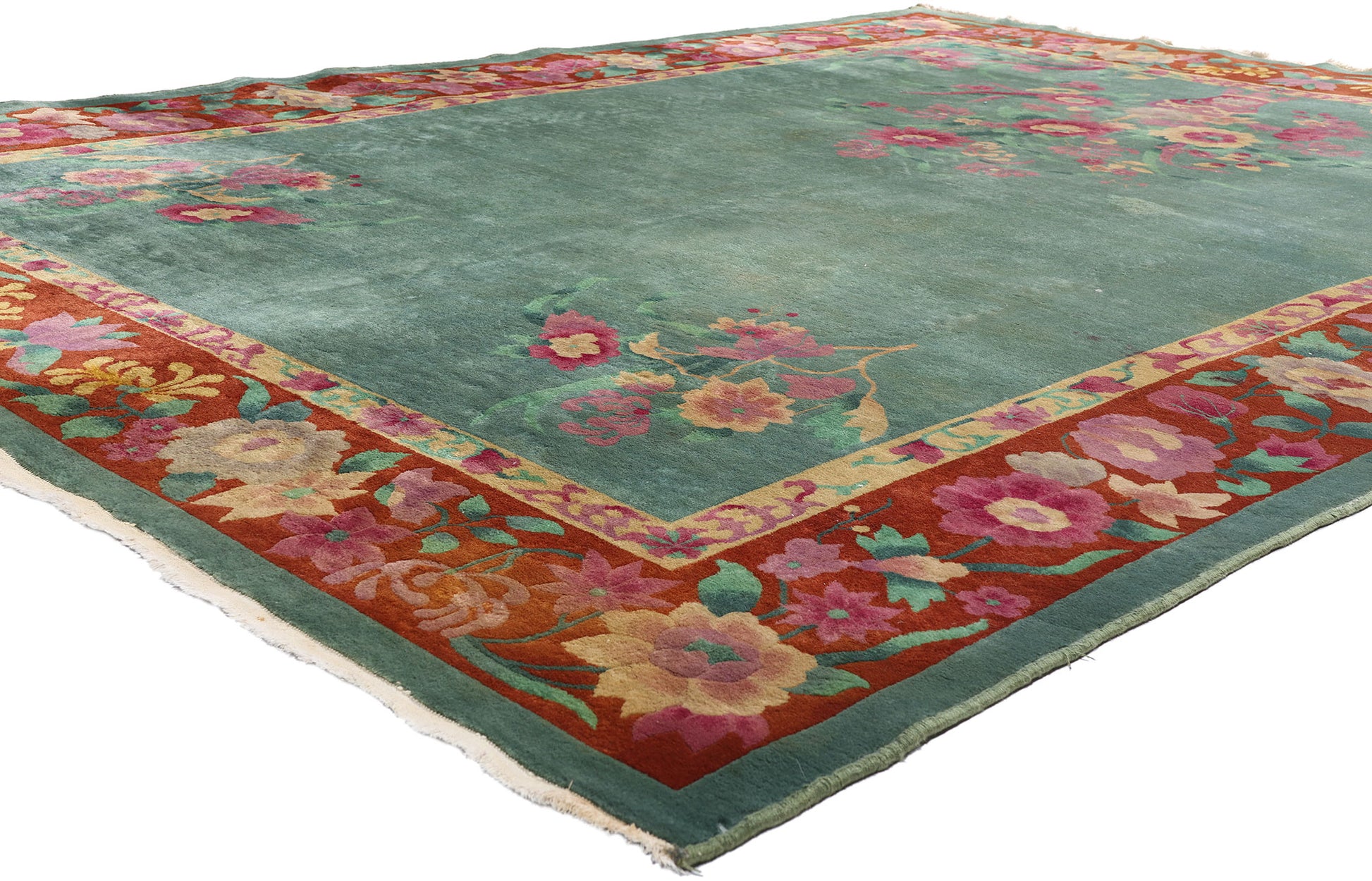 8 x 11 Green Antique Chinese Art Deco Rug 79167