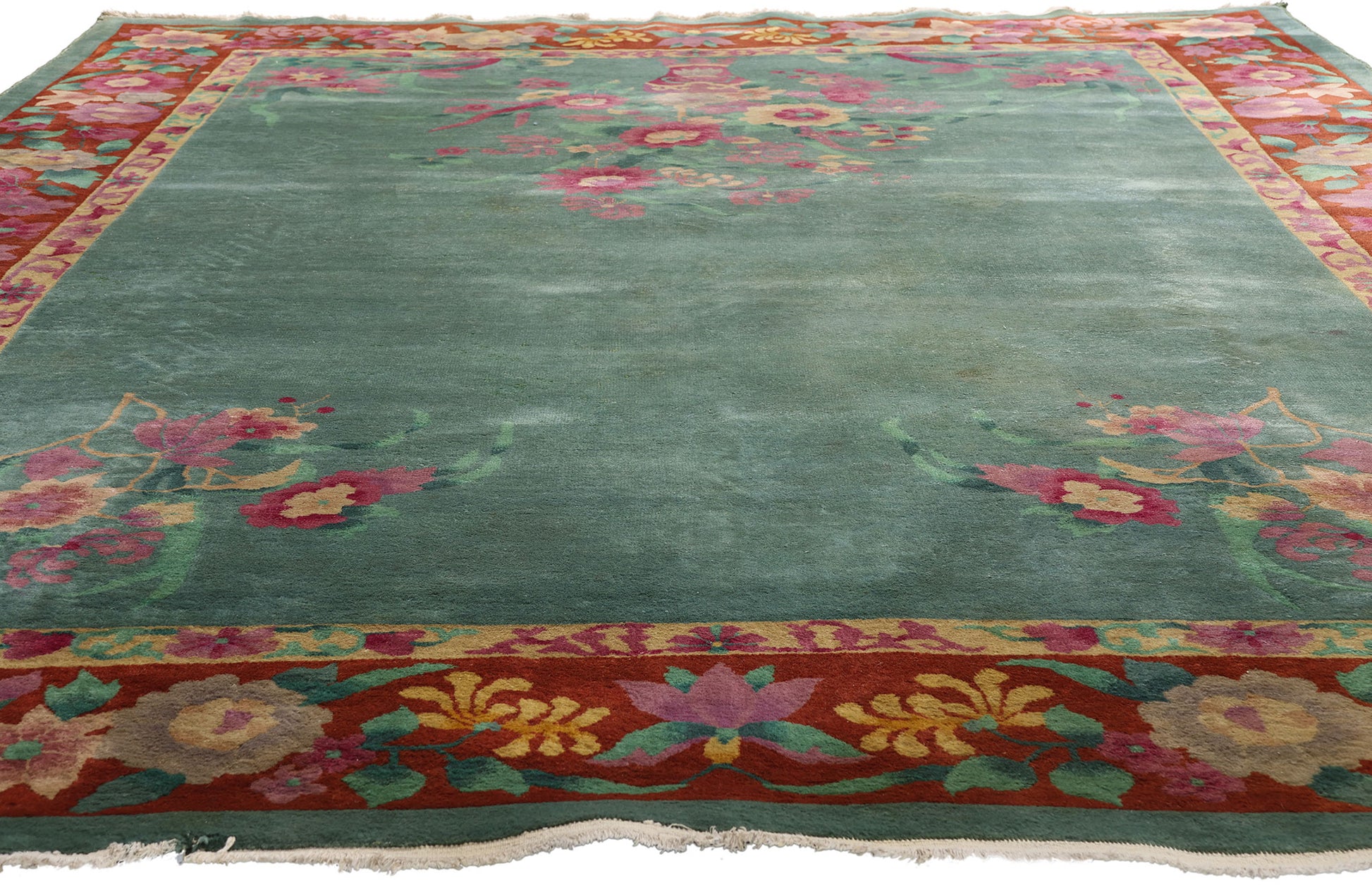 8 x 11 Green Antique Chinese Art Deco Rug 79167