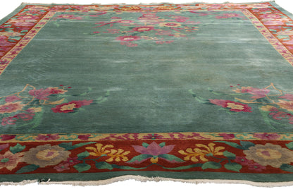 8 x 11 Green Antique Chinese Art Deco Rug 79167