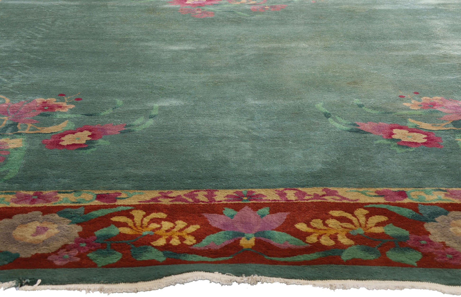 8 x 11 Green Antique Chinese Art Deco Rug 79167