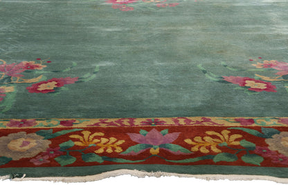8 x 11 Green Antique Chinese Art Deco Rug 79167