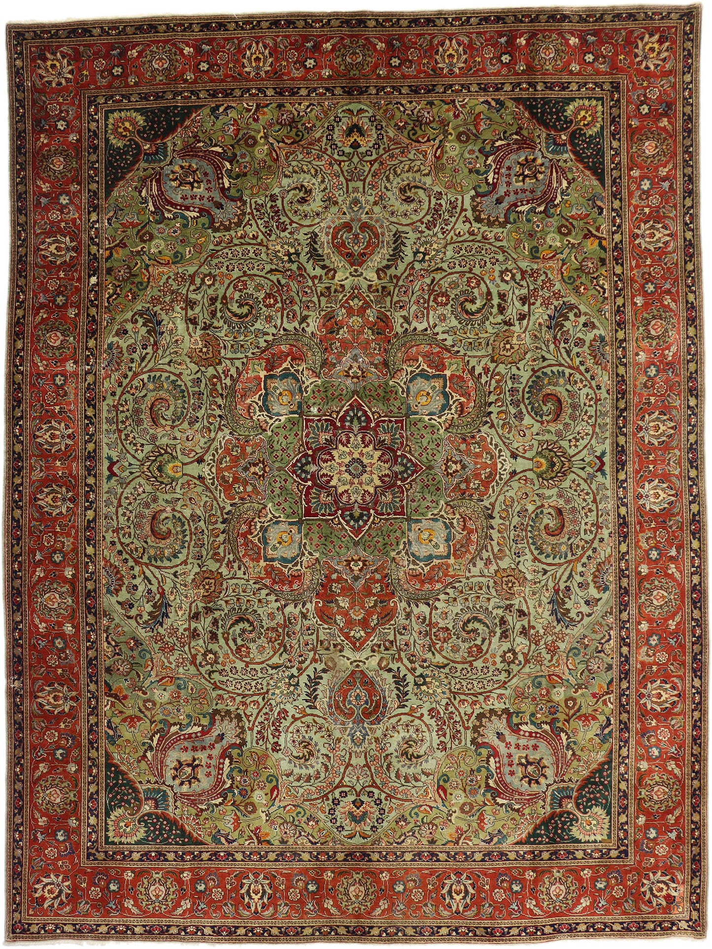 10 x 13 Antique Persian Tabriz Rug 76579