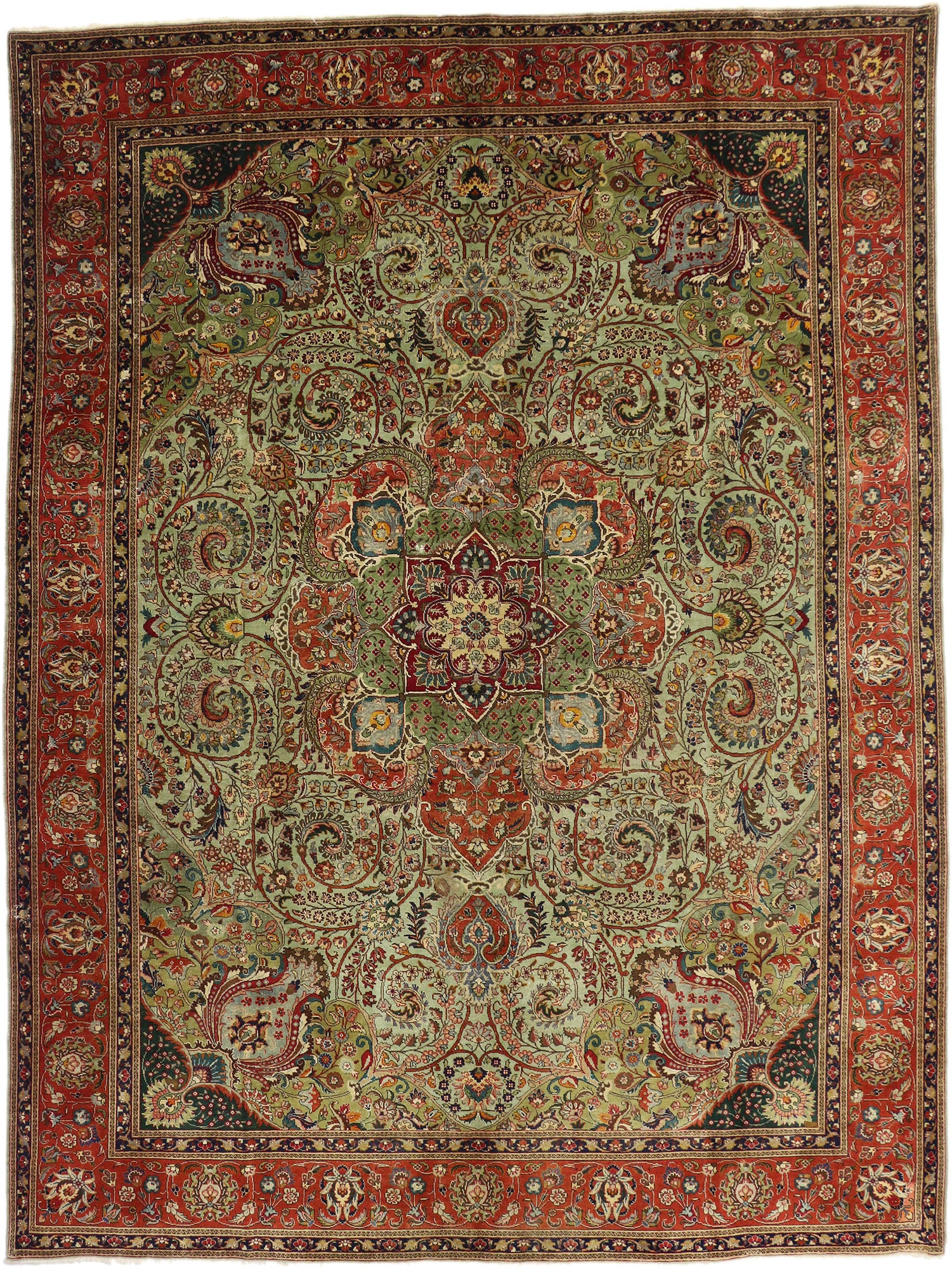 10 x 13 Antique Persian Tabriz Rug 76579