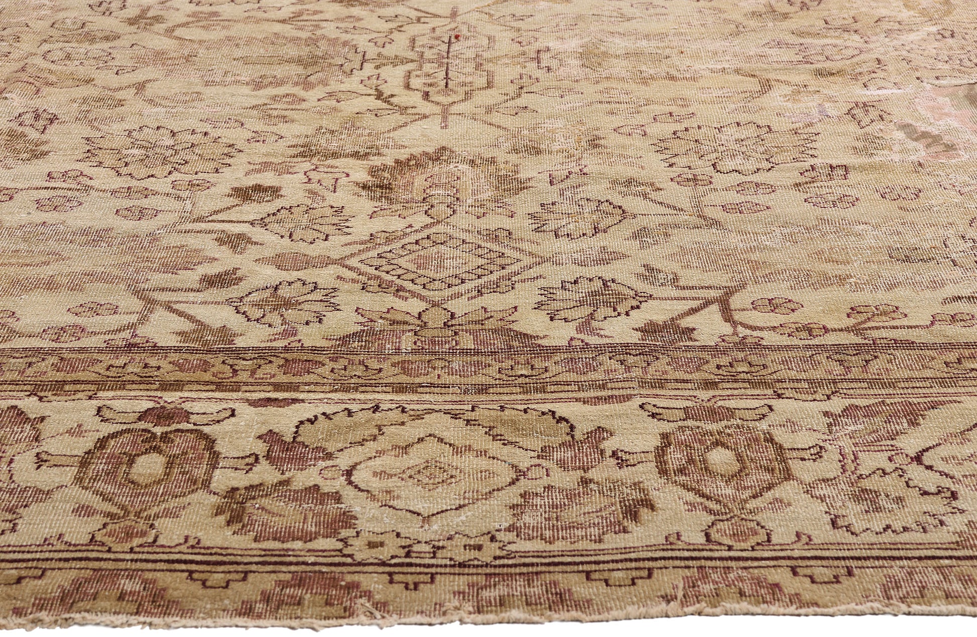 11 x 14 Beige Antique Indian Agra Rug 74351