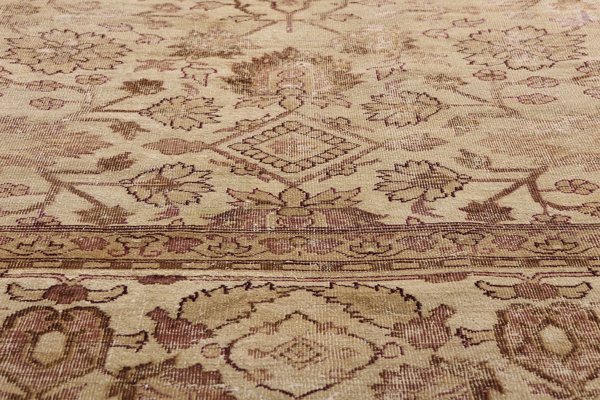 11 x 14 Beige Antique Indian Agra Rug 74351