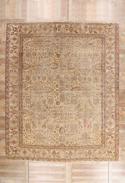 11 x 14 Beige Antique Indian Agra Rug 74351