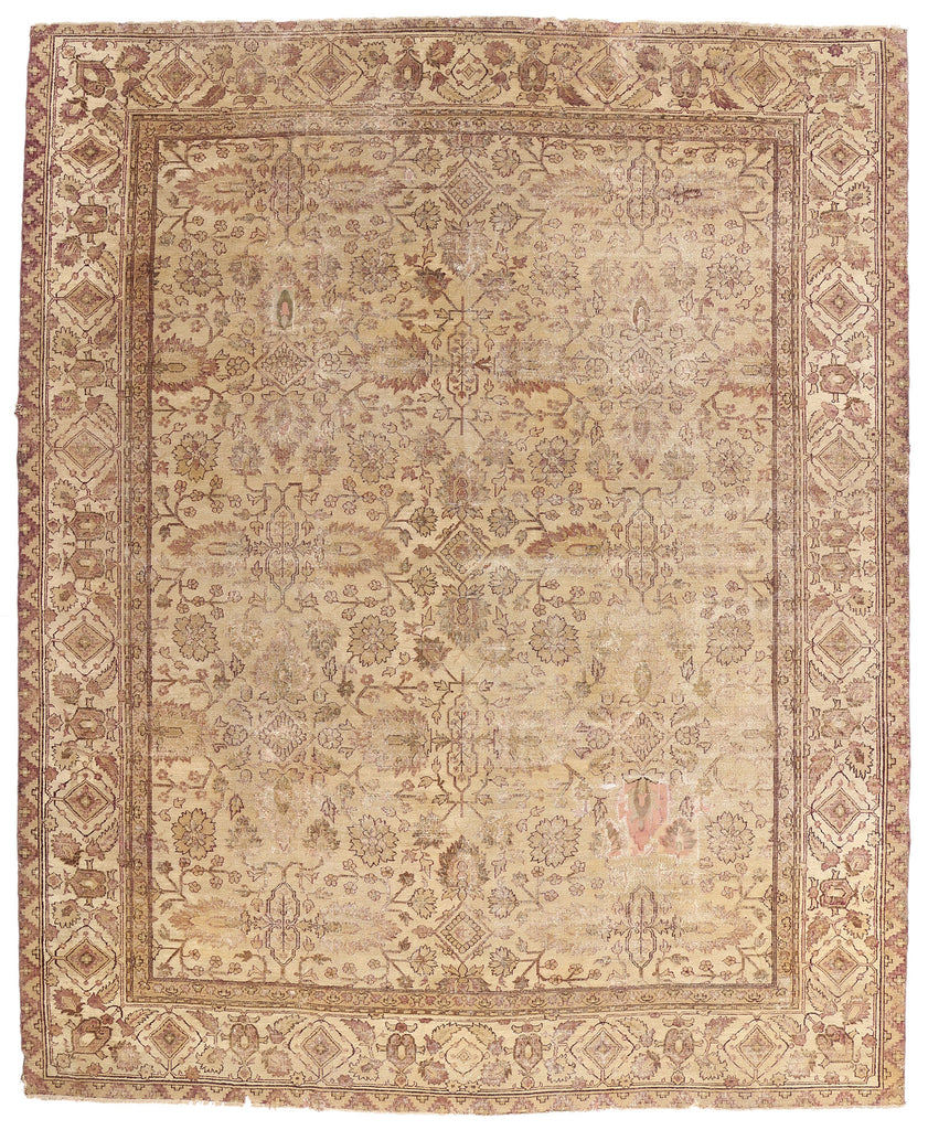 11 x 14 Beige Antique Indian Agra Rug 74351