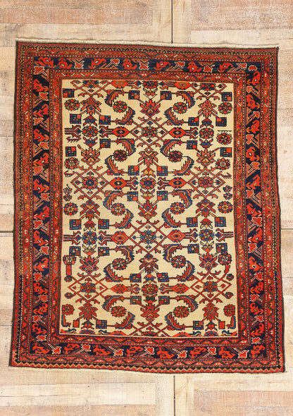 5 x 6 Ivory Antique Persian Malayer Rug 79307