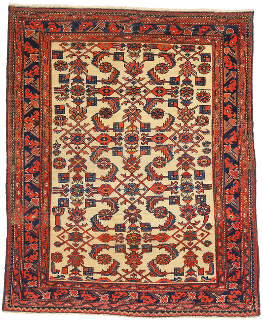 5 x 6 Ivory Antique Persian Malayer Rug 79307