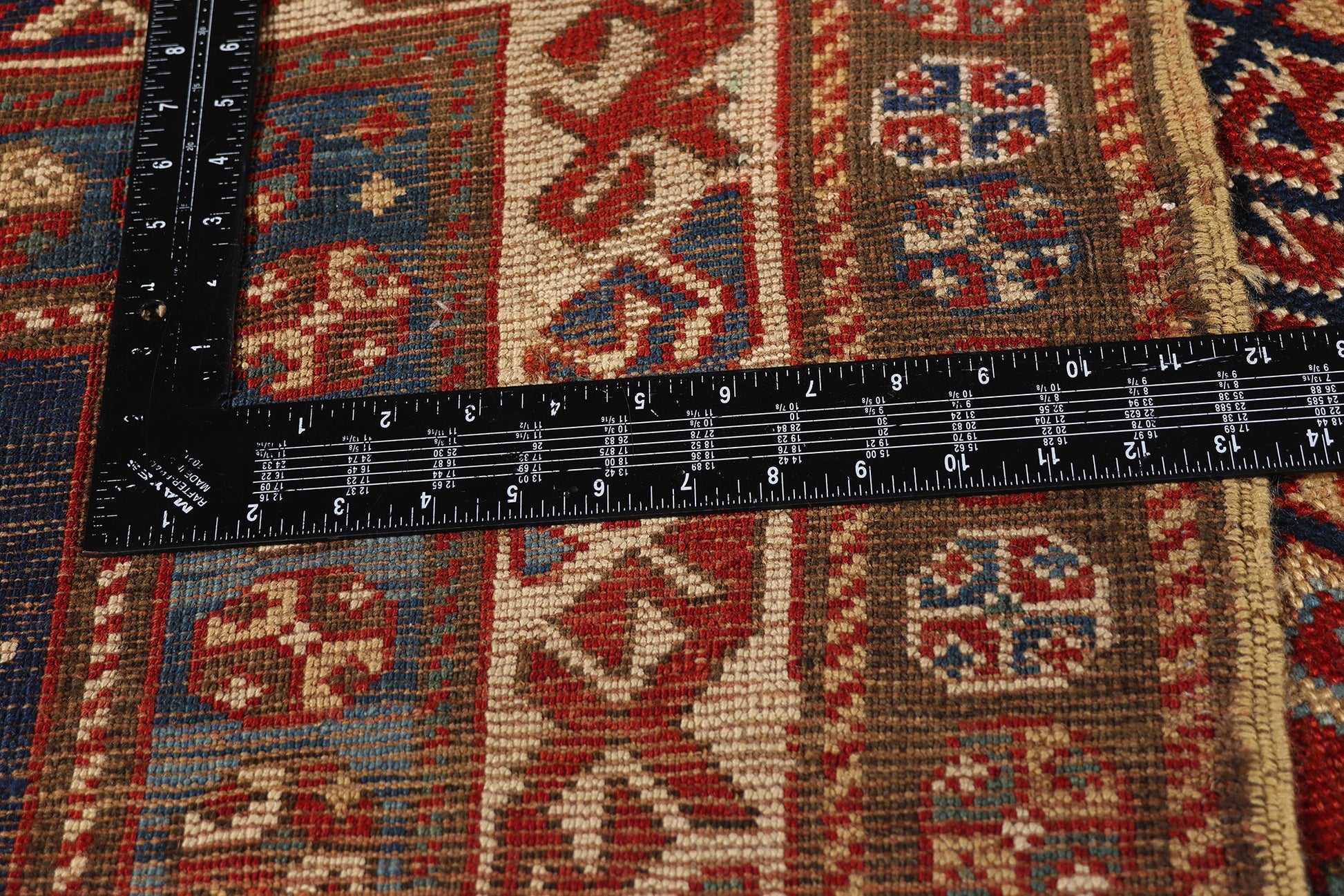 4 x 9 Navy Blue Antique Caucasian Kazak Rug 79319