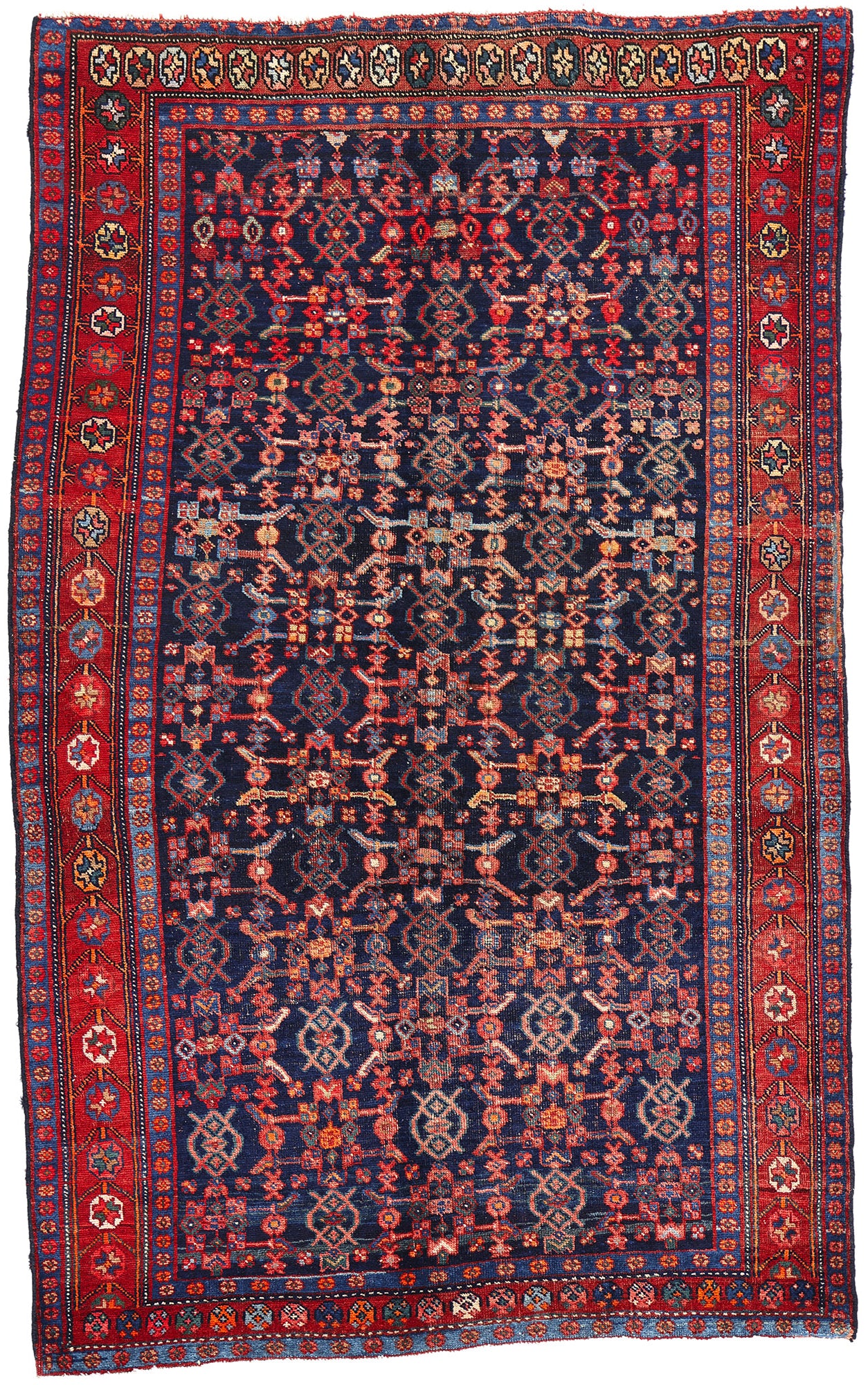 5 x 7 Antique Navy Blue Persian Kurdish Rug 61167