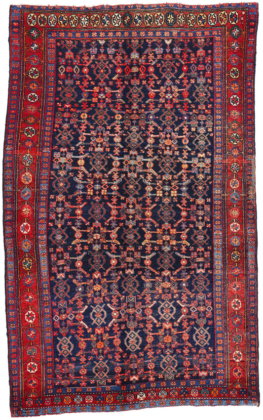 5 x 7 Antique Navy Blue Persian Kurdish Rug 61167