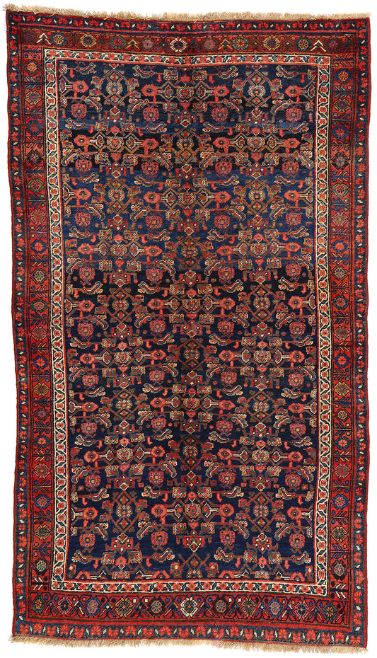 4 x 7 Antique Navy Blue Persian Bijar Rug 60891