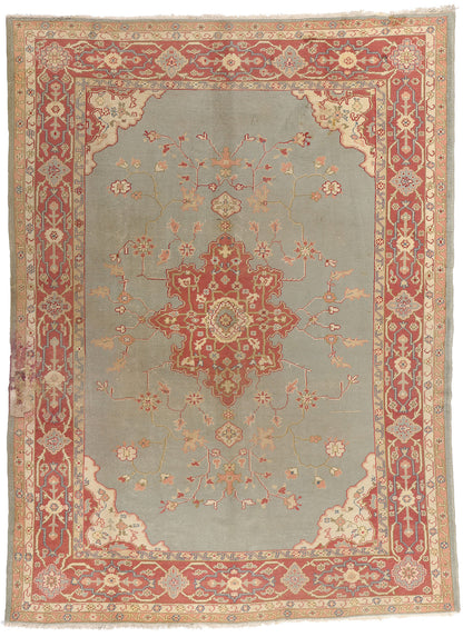 8 x 11 Antique Turkish Oushak Rug 77357