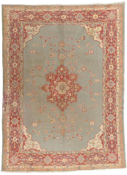 8 x 11 Antique Turkish Oushak Rug 77357