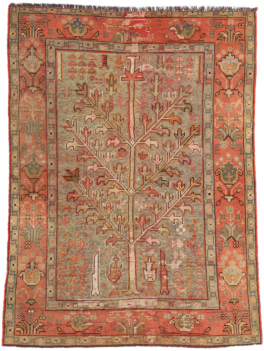 5 x 6 Antique Turkish Oushak Tree of Life Rug 74049