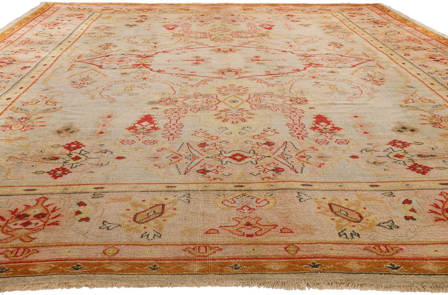 12 x 15 Antique Pastel Turkish Oushak Rug 79232