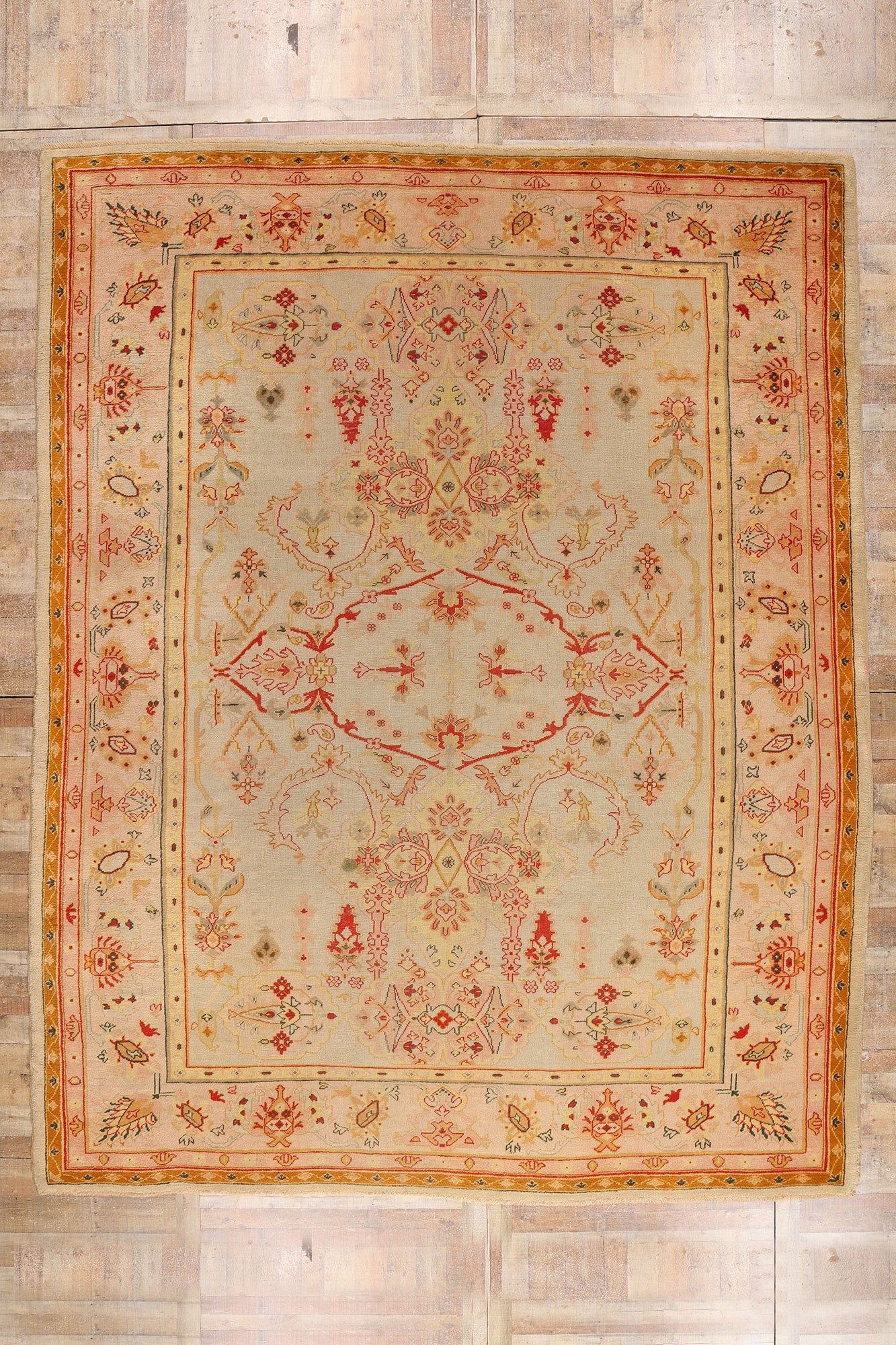 12 x 15 Antique Pastel Turkish Oushak Rug 79232