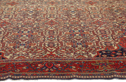 9 x 11 - Beige Antique Persian Farahan Rug - 74980