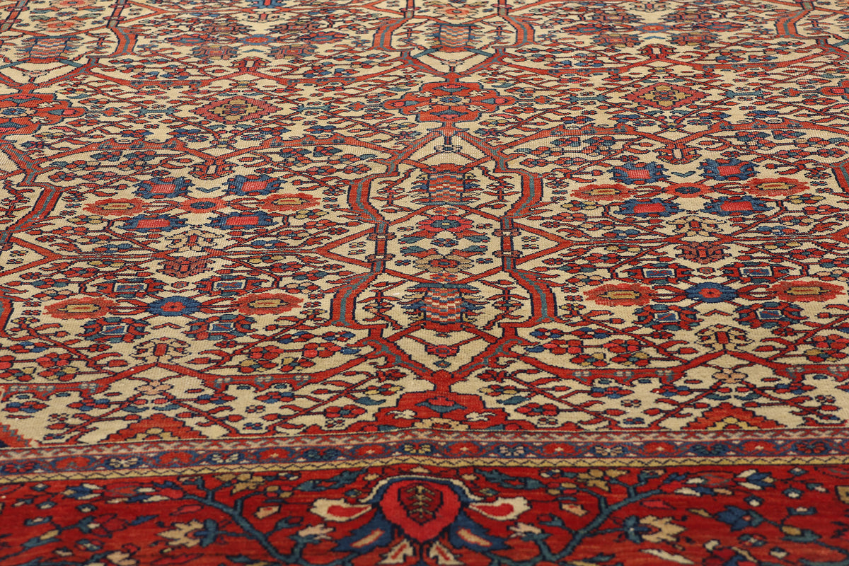 9 x 11 - Beige Antique Persian Farahan Rug - 74980