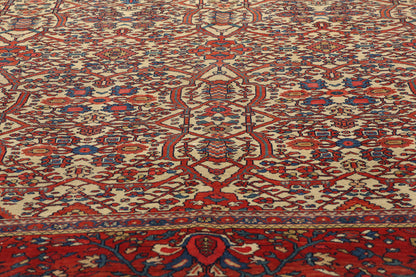 9 x 11 - Beige Antique Persian Farahan Rug - 74980