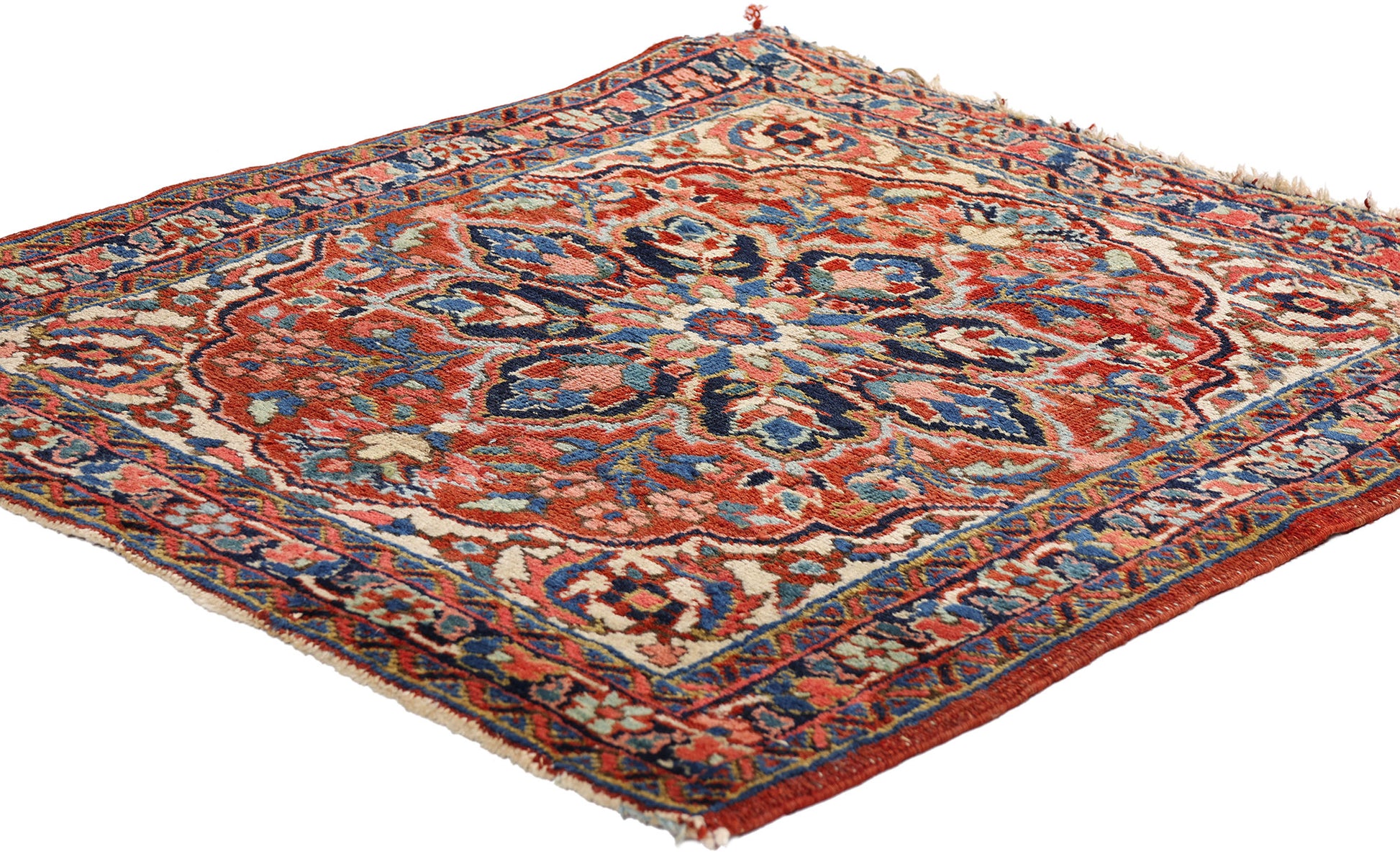 3 x 3 Red Antique Persian Heriz Rug 79317