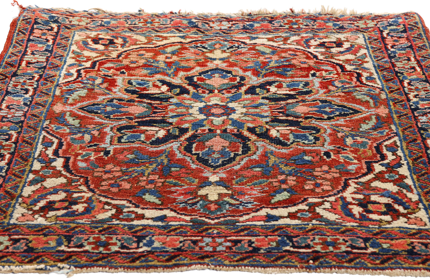 3 x 3 Red Antique Persian Heriz Rug 79317