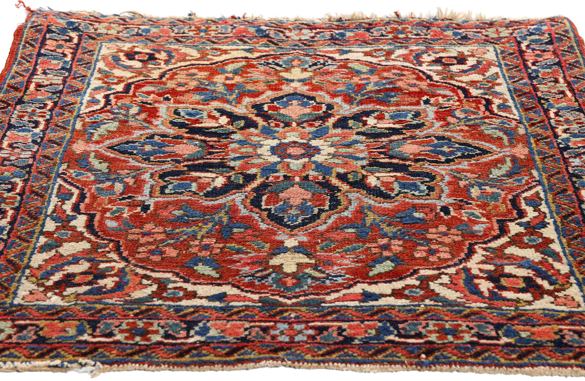 3 x 3 Red Antique Persian Heriz Rug 79317