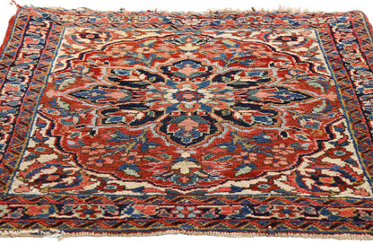 3 x 3 Red Antique Persian Heriz Rug 79317