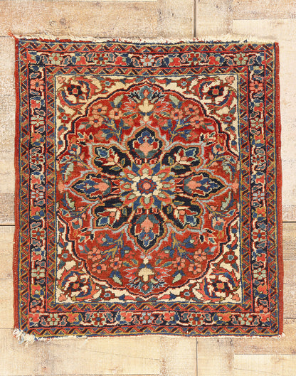 3 x 3 Red Antique Persian Heriz Rug 79317