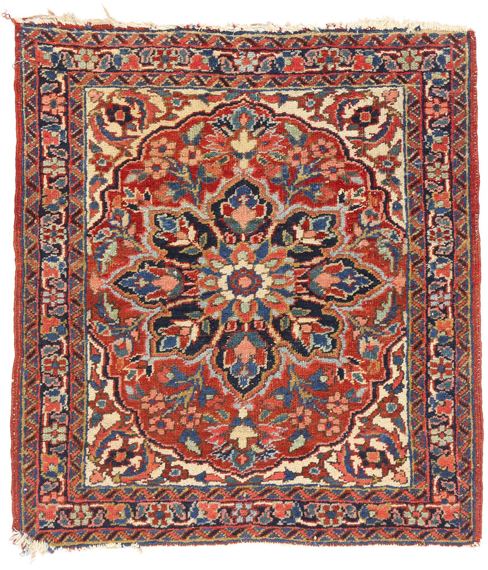 3 x 3 Red Antique Persian Heriz Rug 79317