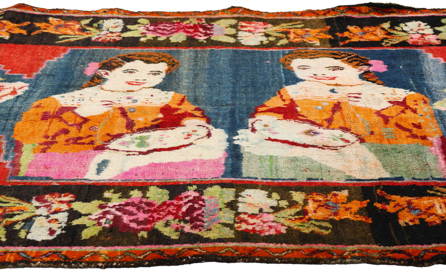 5 x 9 Red Antique Persian Karabakh Pictorial Rug 61430