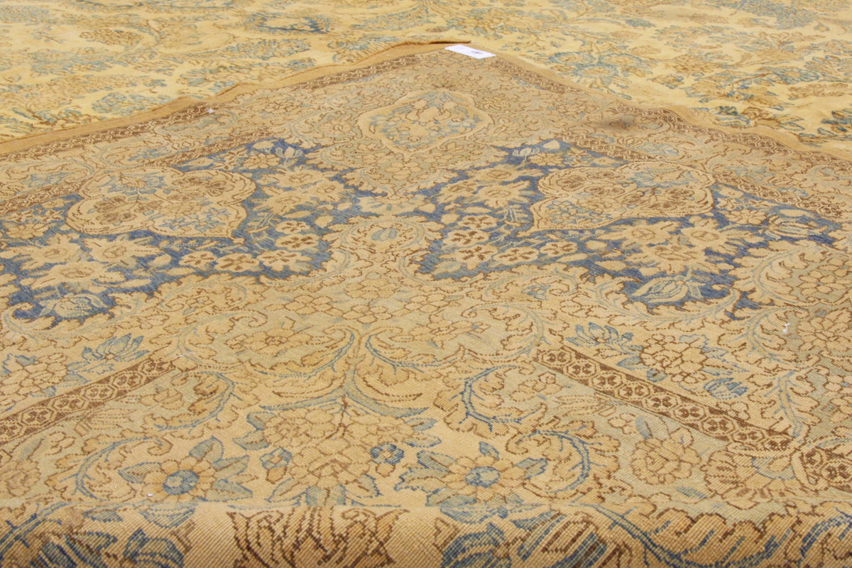 12 x 18 - Beige Antique Persian Kerman Rug - 73654