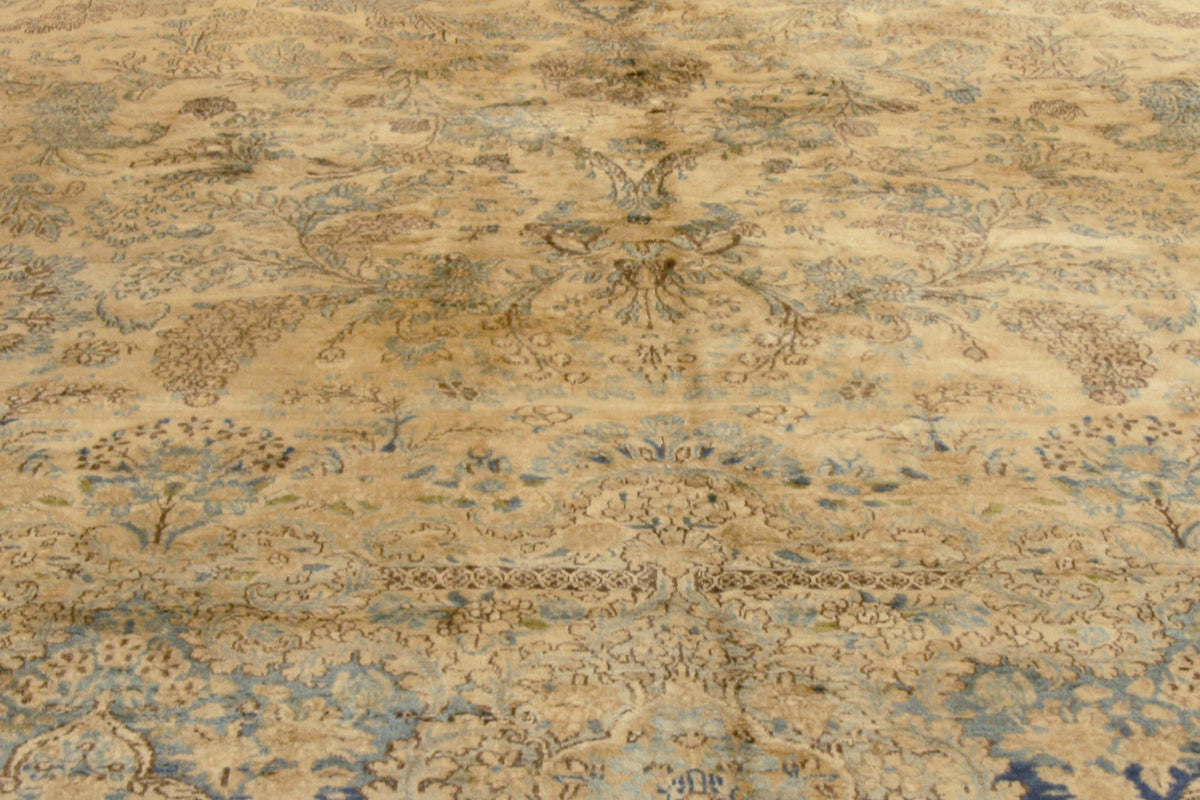 12 x 18 - Beige Antique Persian Kerman Rug - 73654