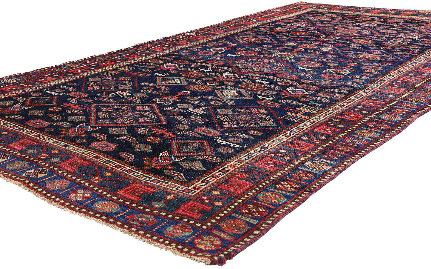 5 x 10 Navy Blue Antique Persian Kurd Rug 61418