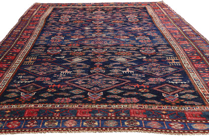 5 x 10 Navy Blue Antique Persian Kurd Rug 61418