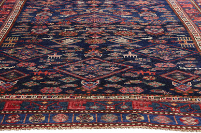 5 x 10 Navy Blue Antique Persian Kurd Rug 61418