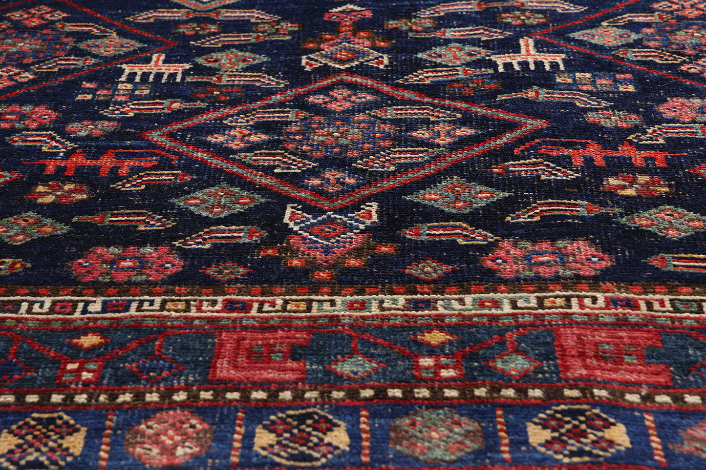 5 x 10 Navy Blue Antique Persian Kurd Rug 61418