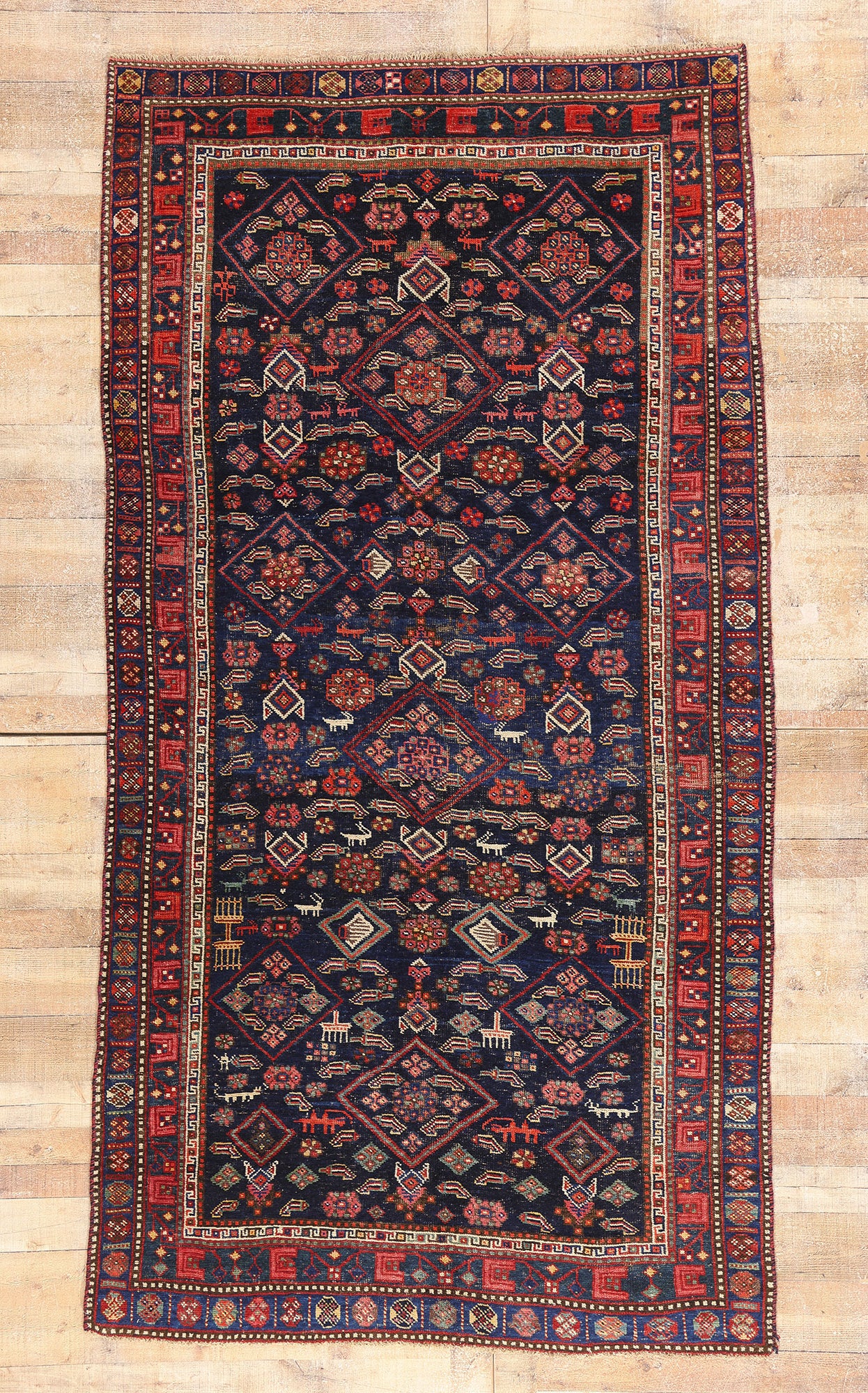 5 x 10 Navy Blue Antique Persian Kurd Rug 61418