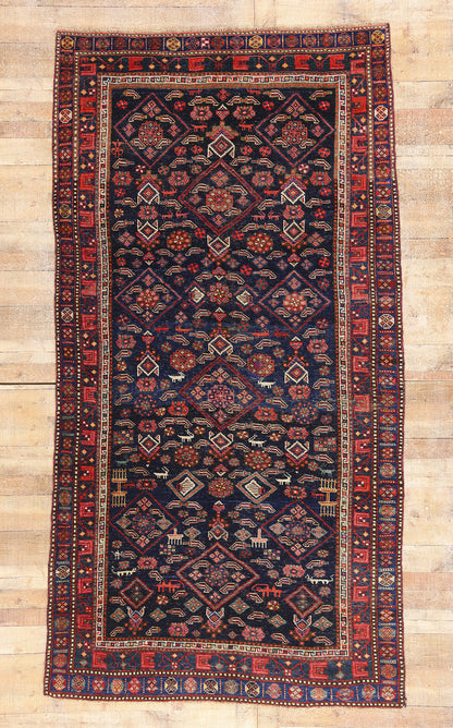 5 x 10 Navy Blue Antique Persian Kurd Rug 61418