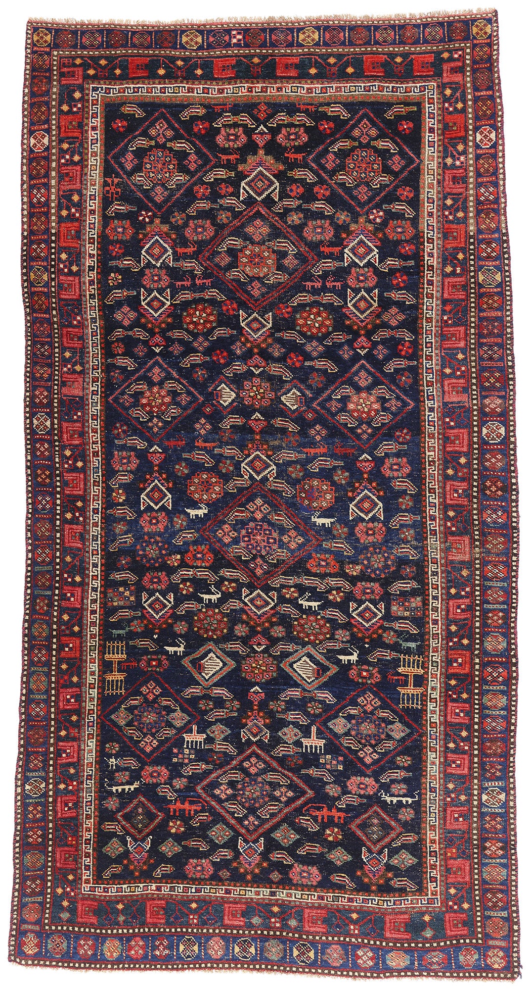 5 x 10 Navy Blue Antique Persian Kurd Rug 61418