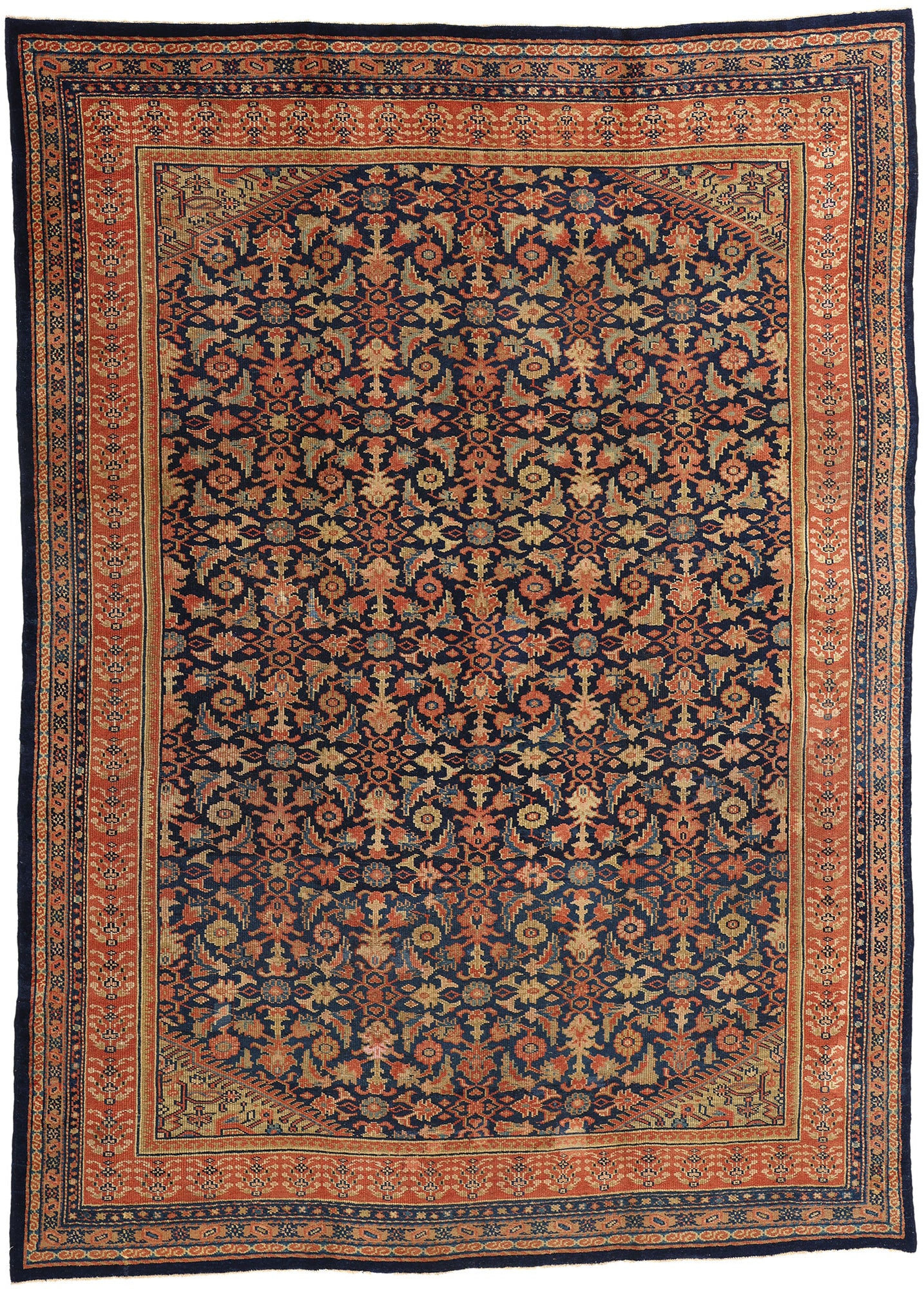 10 x 13 Antique Navy Blue Persian Kurdish Rug 51634