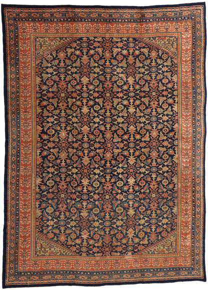 10 x 13 Antique Navy Blue Persian Kurdish Rug 51634