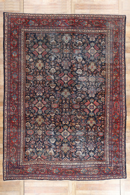 10 x 14 - Navy Blue Antique Persian Mahal Rug - 78529