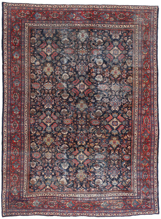 10 x 14 - Navy Blue Antique Persian Mahal Rug - 78529
