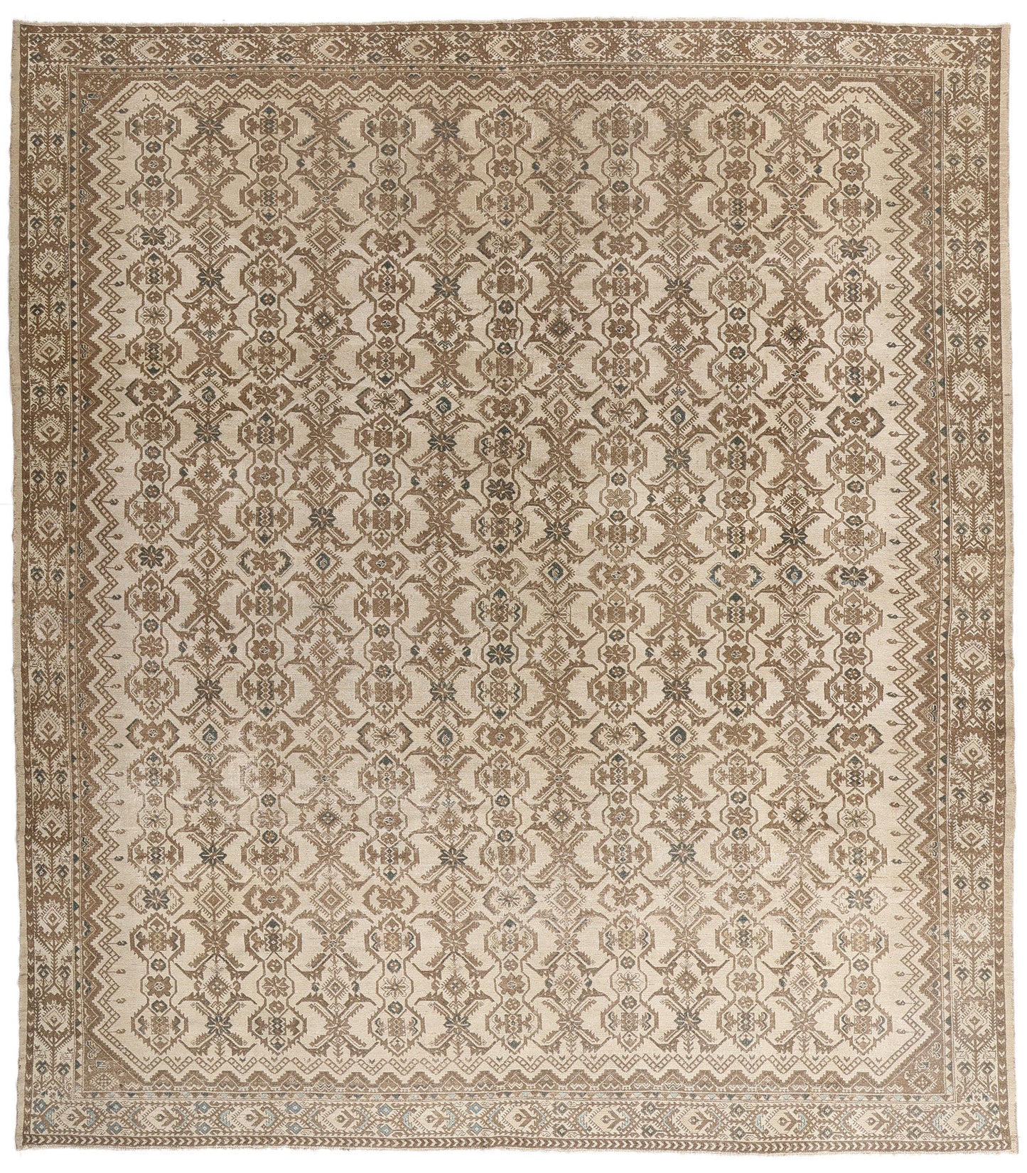 11 x 12 Distressed Beige Antique Persian Malayer Rug 61529