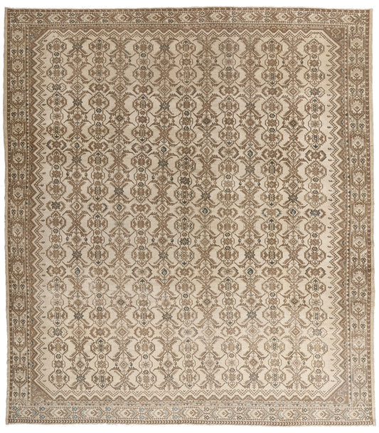 11 x 12 Distressed Beige Antique Persian Malayer Rug 61529