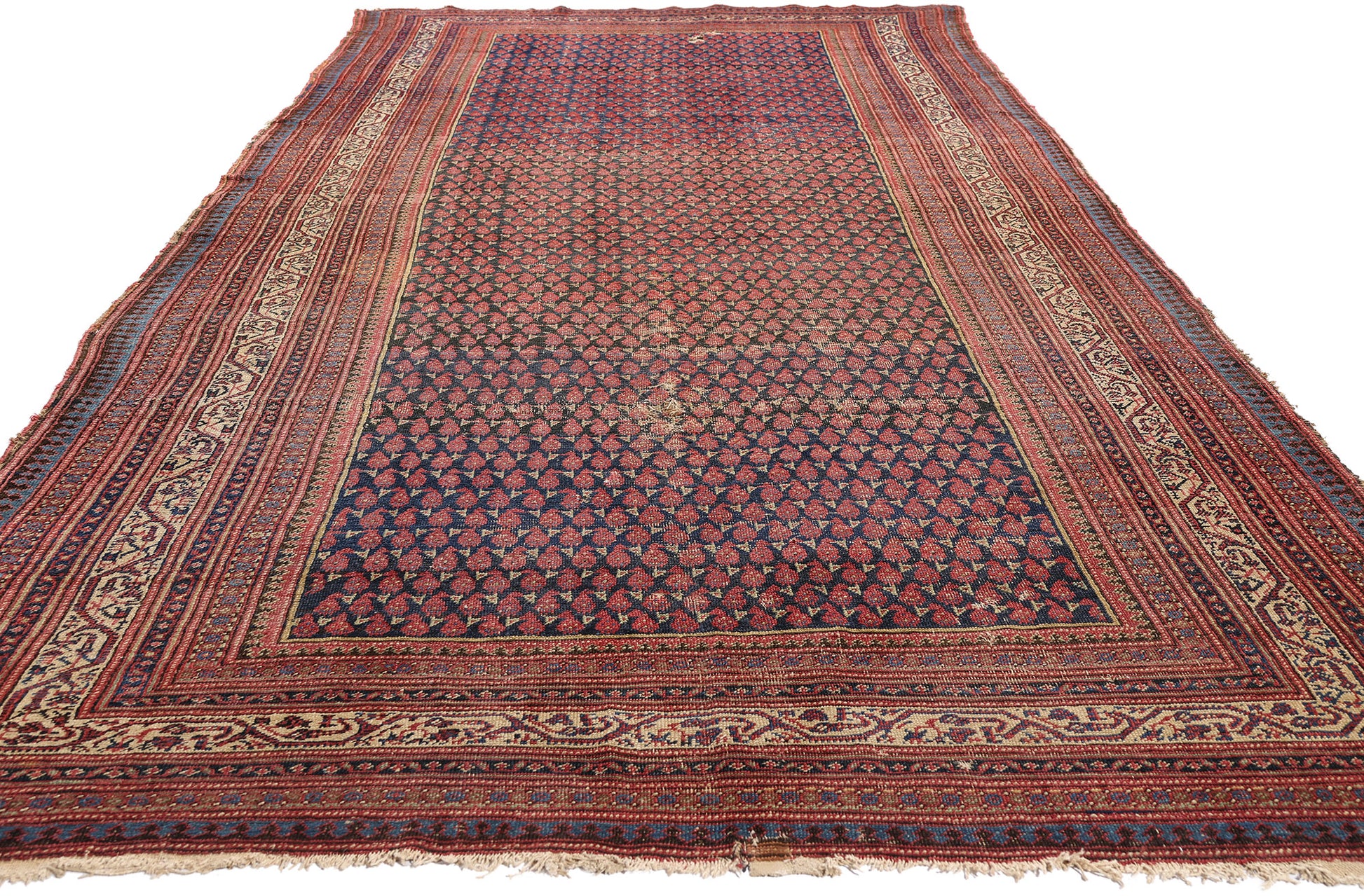 5 x 13 Navy Blue Antique Persian Malayer Rug 79324