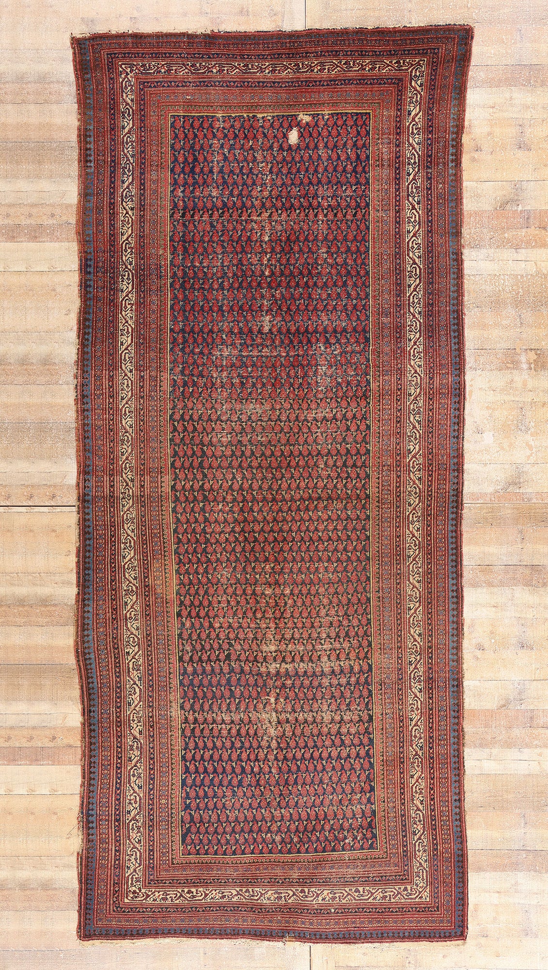 5 x 13 Navy Blue Antique Persian Malayer Rug 79324